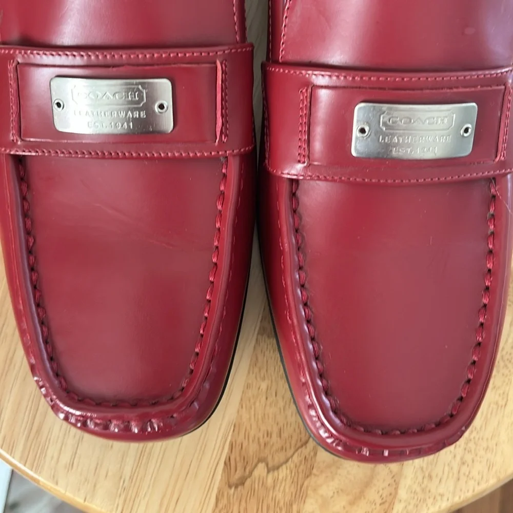 Coach Red Leather Loafers - Picture 4 of 16